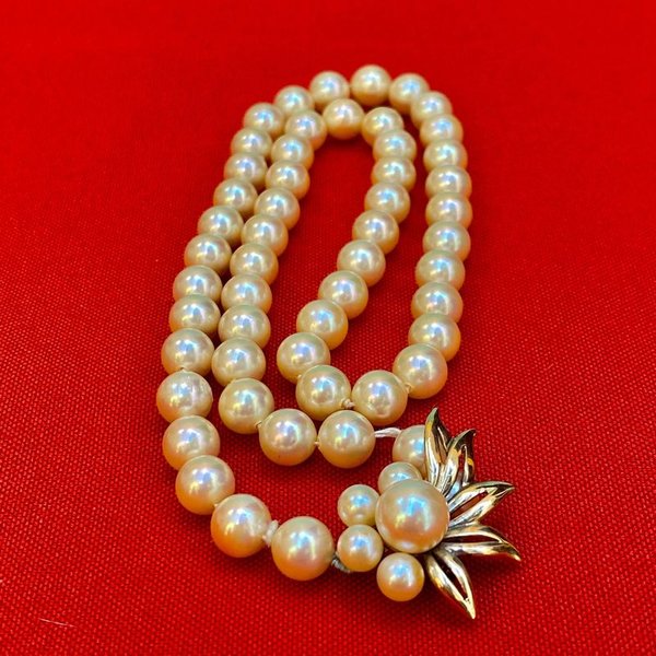 Collar de perlas con broche en plata y muy buen enchapado - imagen 5