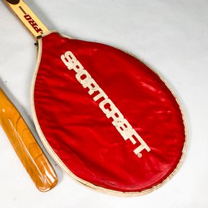 Raqueta de Bádminton Sportcraft y Calzador de Madera Vintage - imagen 3