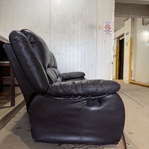 Sofá Reclinable de 3 Plazas en Cuero Sintético Marrón con Desgaste - imagen 6