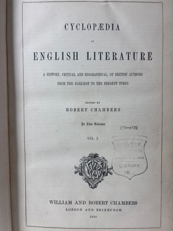 Enciclopedia de Literatura Inglesa en 2 Volúmenes por Robert Chambers 1858 - imagen 2