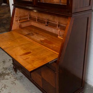 Mueble Secretaire Inglés de Madera con Puertas Vidriadas y Cajones - imagen 2