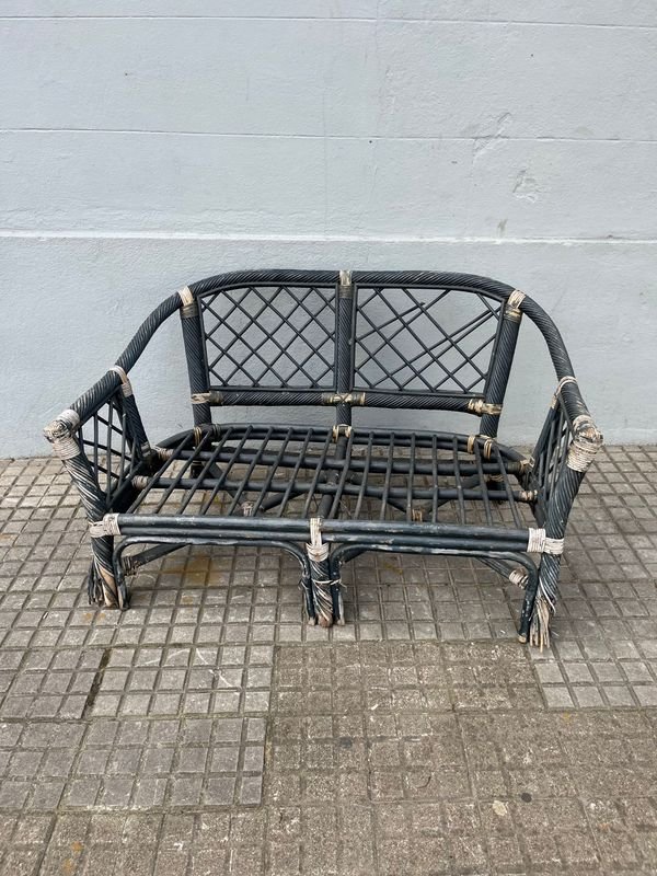 Sillón de Ratan para Dos Cuerpos Color Negro