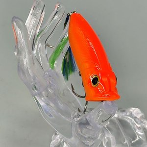 Señuelo de Pesca Popper Naranja con 2 Anzuelos Triples - imagen 4