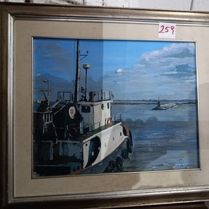 Lote siguiente: Cuadro de Marina "L. del Castillo" - Barco y Puerto