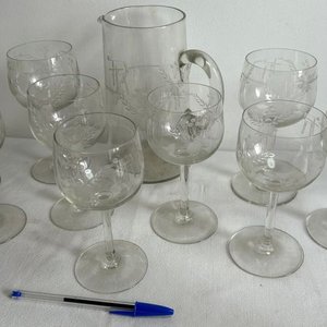 Juego de Jarra y 10 Copas de Cristal Tallado - imagen 3