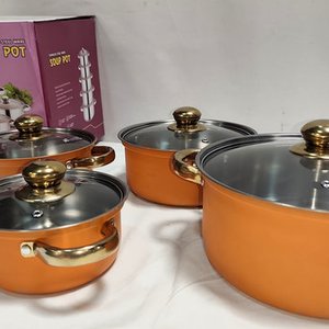 Juego de 5 Ollas de Acero Inoxidable con Tapas de Vidrio y Mangos Remachados - imagen 5
