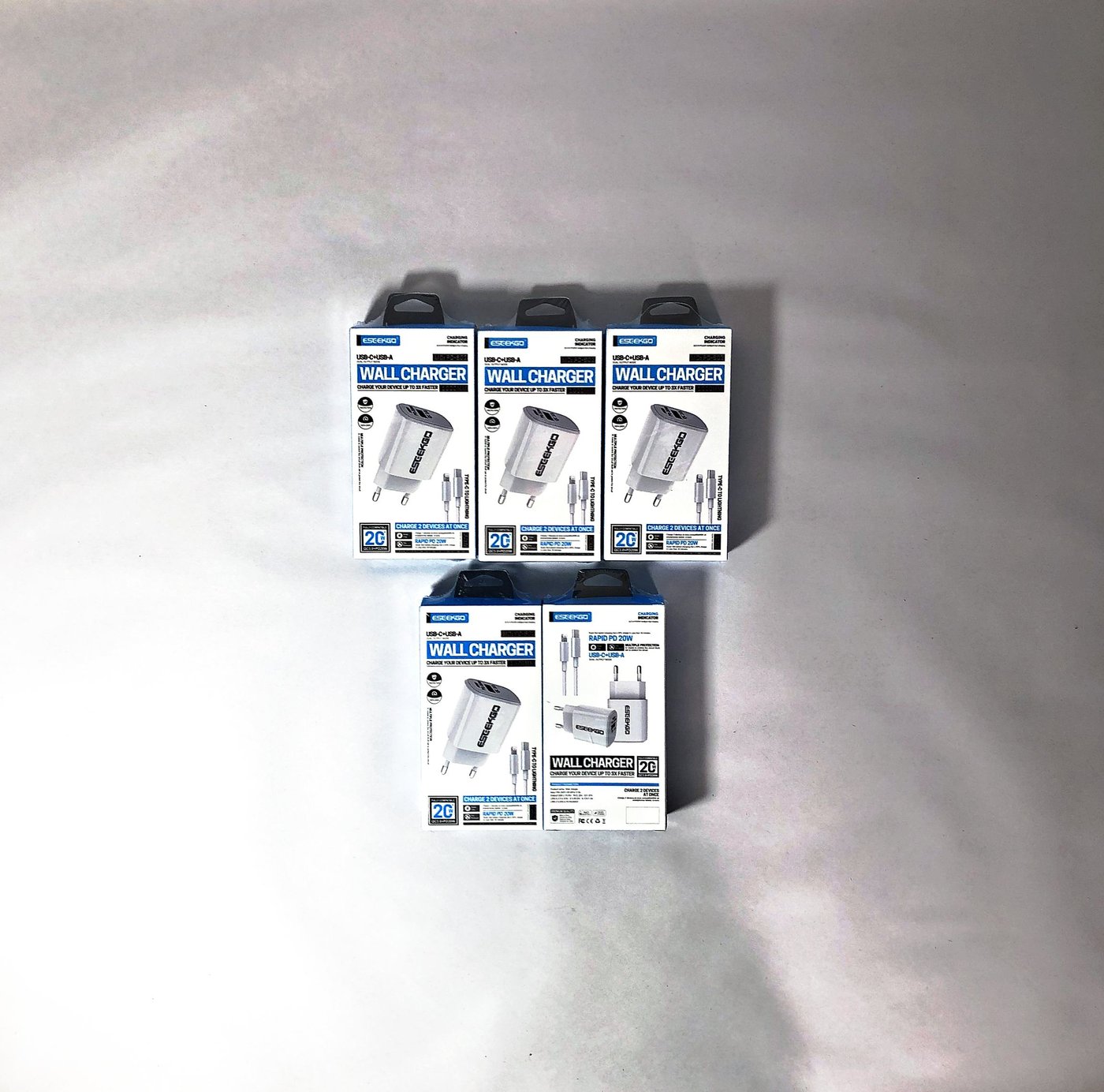 Pack de 5 Cargadores USB-C 20W para Celular y Tablet