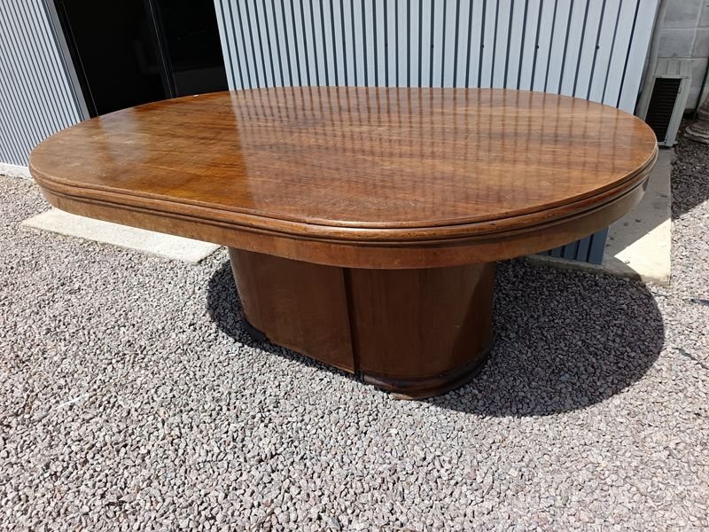 Mesa Oval Grande de Madera con Base