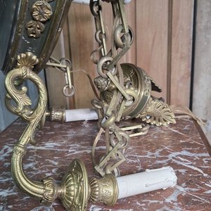 Araña de Bronce Estilo Imperio Seis Luces - imagen 3
