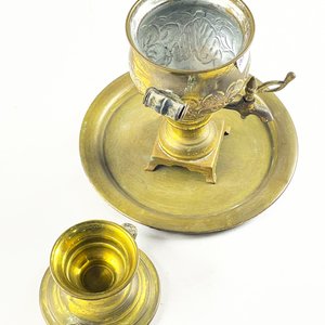 Samovar de  bronce con bandeja de 20 cm - imagen 4