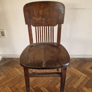 Antigua Silla de Escritorio de Roble con Asiento Anatómico - imagen 1