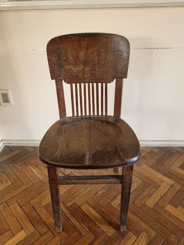 Antigua Silla de Escritorio de Roble con Asiento Anatómico