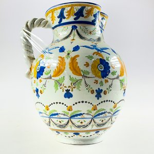 Jarra en ceramica española blanca floral 32 cm (asa fisurada) - imagen 5
