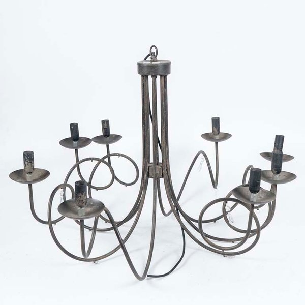 Lámpara de techo de 8 luces en metal con caireles
