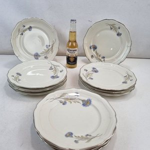 Juego de 12 Piezas Vajilla Antigua Porcelana Weimar Baviera Floral Plateado - imagen 2