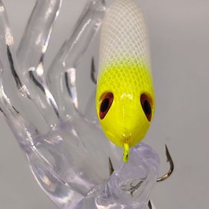 Señuelo de Pesca Artificial Stickbait Blanco y Amarillo Fluorescente con 2 Anzuelos - imagen 3