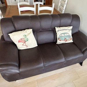 Sillón de 3 Cuerpos de Cuerina Marrón Oscuro - imagen 2
