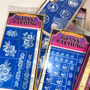 Lote de Adhesivos y Stencils para Grabado en Cristal "Rub'n'Etch" - imagen 2