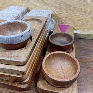 Lote de Bases y Cuencos de Madera de Algarrobo para Decorar - imagen 7