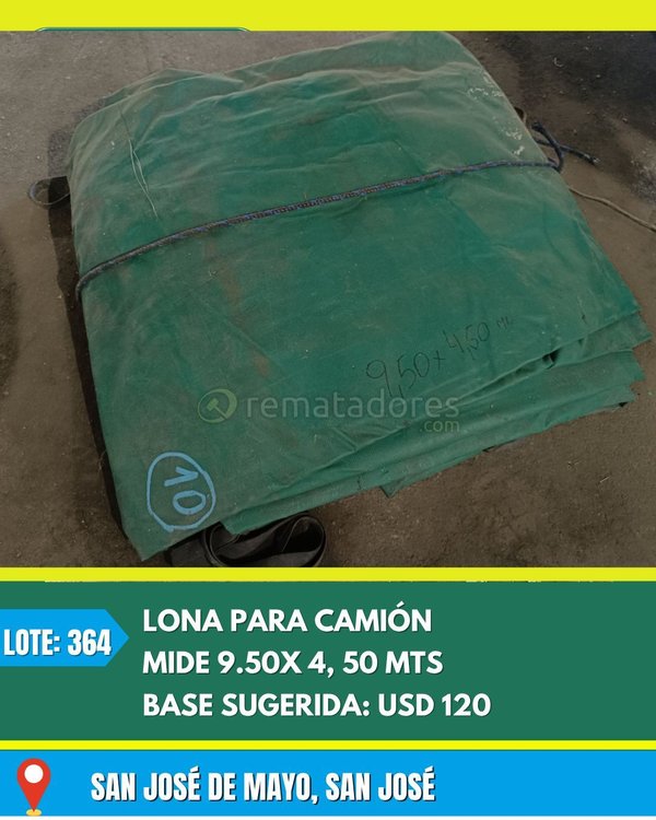 Lona Verde para Camión Mide 9.50 x 4.50 Metros
