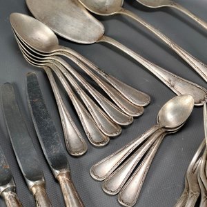 Conjunto Wolff de 56 Cubiertos de Plata Alpaca: Piezas de Servir, Cuchillos, Tenedores y Cucharas - imagen 7