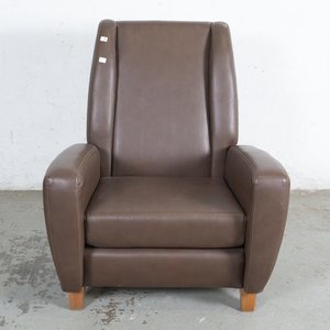 Sillón Tapizado en Cuerina Marrón con Almohadón - imagen 1