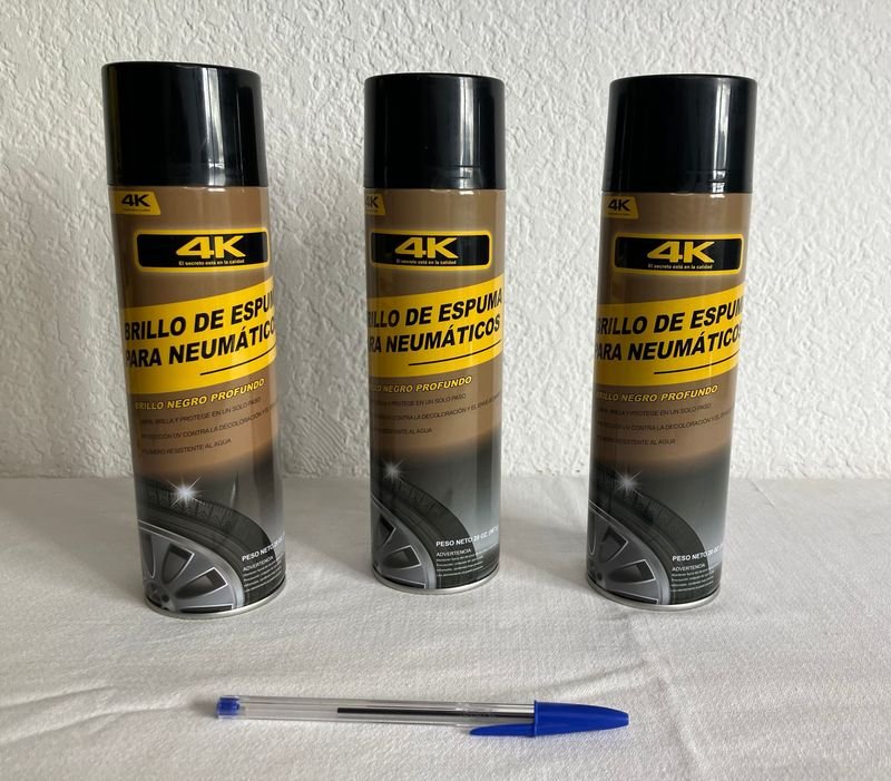 Pack 3 Brillantes de Espuma para Neumáticos 4K - Negro Profundo