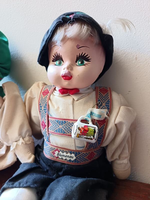 Par de Muñecas Alemanas/Bávaras Vintage de Mediados del Siglo XX - imagen 3