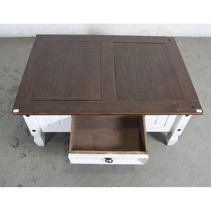 Mesa Ratona Blanca y Madera con Cajón - 110x77x45 cm - imagen 2