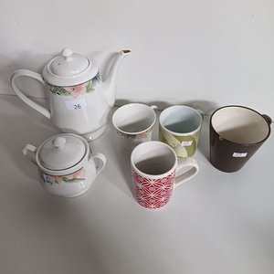 Juego de Loza Blanca con Diseños Florales y Geométricos - imagen 5