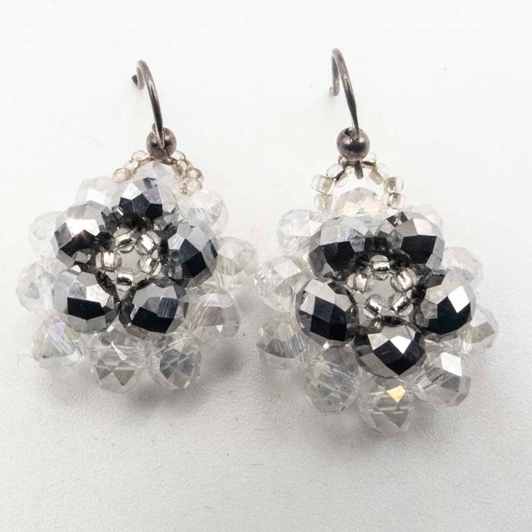 Par de Caravanas de Plata con Cristales Facetados