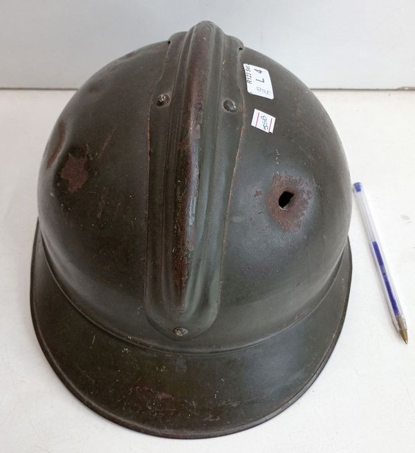 Casco Militar Francés Adrian 1GM con Orificio de Bala y Liner "LD" - imagen 1