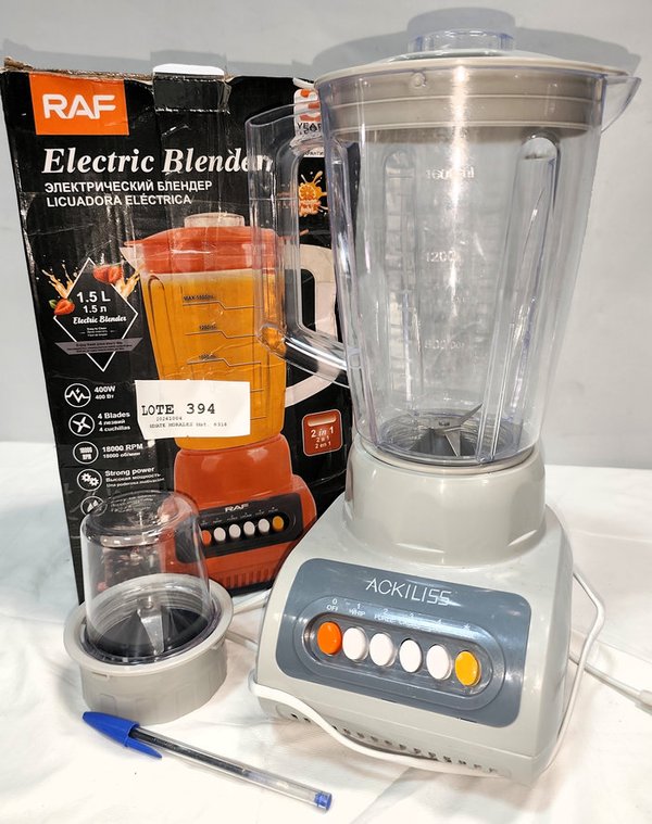 Licuadora 2 en 1 RAF con Vaso Picador, Nueva en Caja, Gris
