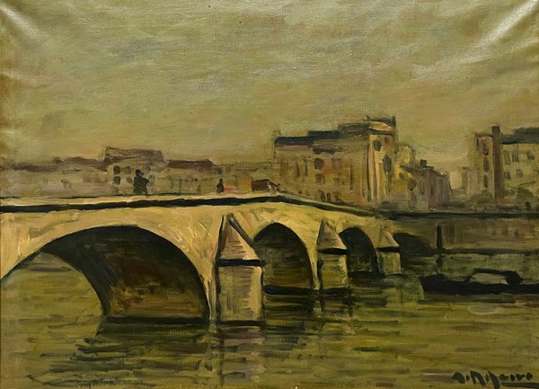 Óleo sobre tela "Paris" de Alceu Ribeiro, 50 x 68 cm - imagen 1