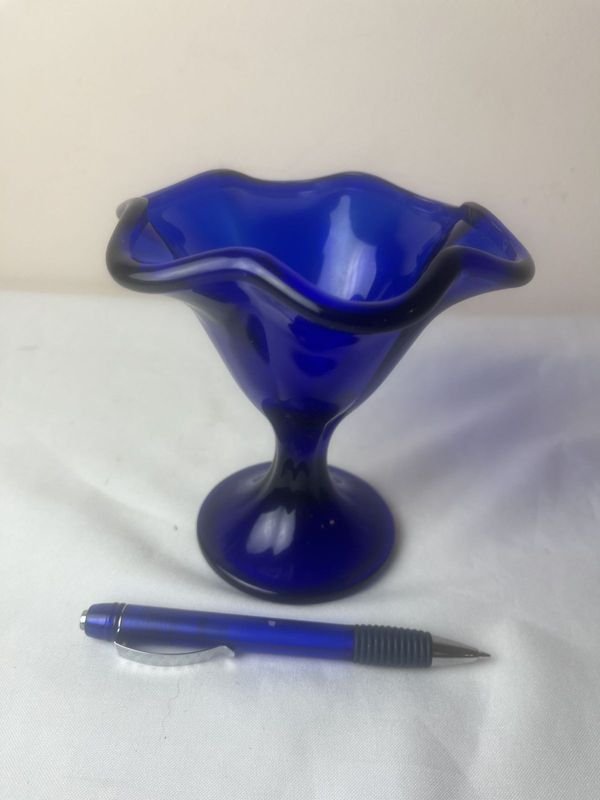 Vaso de cristal azul artesanal - imagen 5