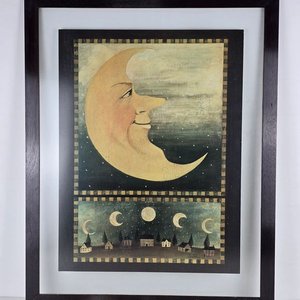 Lámina Firmada "Luna y Pueblo" con Vidrio Antirreflejo - imagen 2