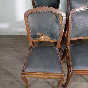 Seis Sillas Estilo Luis XV Tapizado Deteriorado - imagen 7