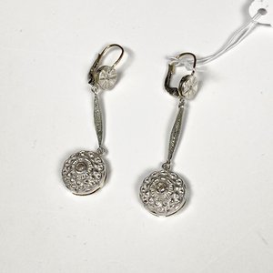 Par de Caravanas Largas de Plata y Oro 18k con Brillantes - imagen 2
