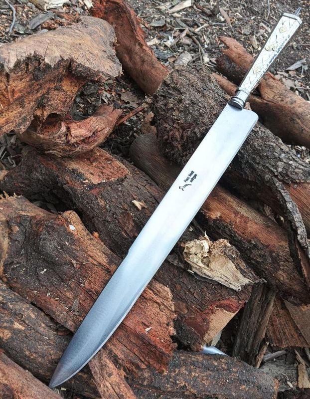 Cuchillo Franz Wenk Solingen de Colección con Cabo de Alpaca y Bronce