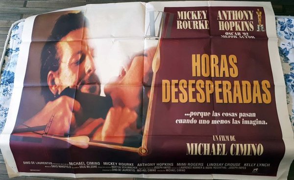 Poster Original "Horas Desesperadas" (1990) con Mickey Rourke y Anthony Hopkins