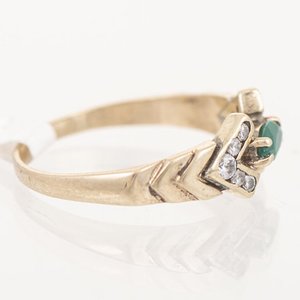 Anillo de Oro con Crisopacio y Circonias Talla 17.5 mm - imagen 2