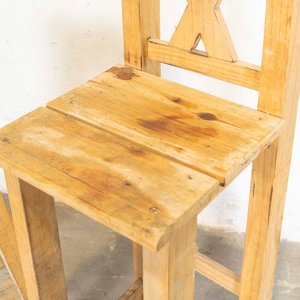 Silla Alta y Taburete Rústico en Pino sin Lustre - imagen 2
