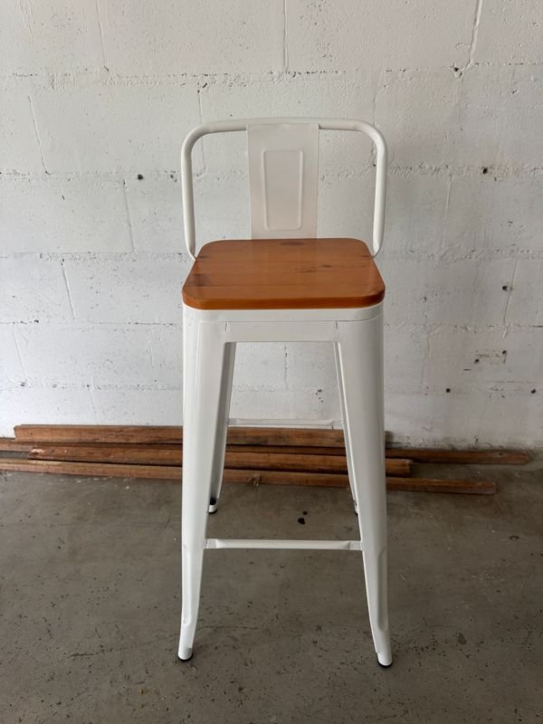 Sillas Altas de Metal con Asiento de Madera - imagen 1
