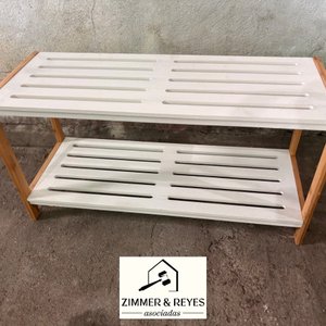 Zapatera Estantería de Bambú Blanca 2 Niveles - imagen 3