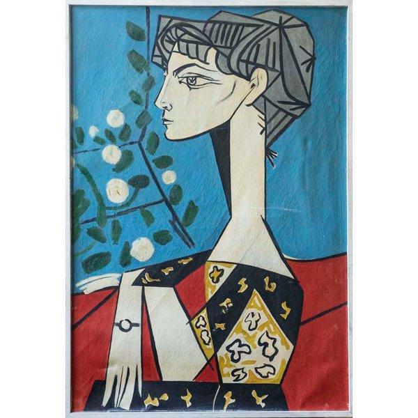 Pintura de mujer con flores por Picasso