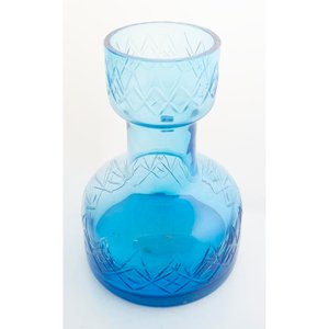Florero de Cristal Azul Tallado Alto - imagen 2