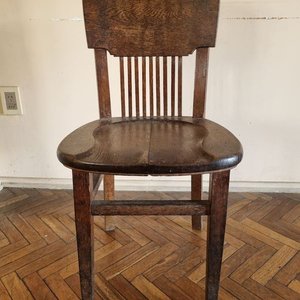 Antigua Silla de Escritorio de Roble con Asiento Anatómico - imagen 2