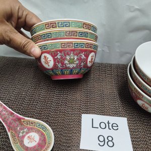 Set de 6 Cuencos para Sopa y 4 Cucharas de Porcelana China - imagen 3
