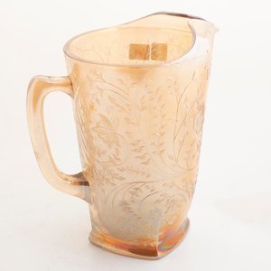 Jarra y 7 Vasos de Cristal Color Caramelo con Diseño Floral - imagen 4
