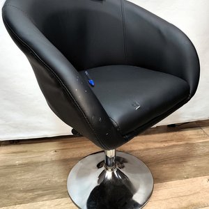 Butaca Giratoria Negra Tapizada en Eco Cuero para Peluquería - imagen 2